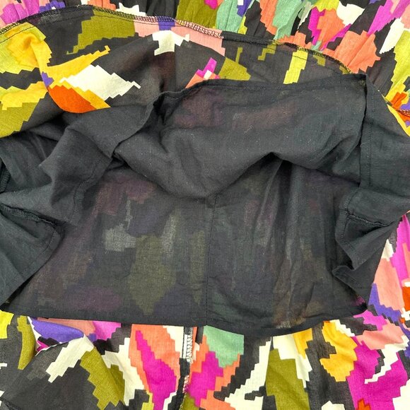 Chaudry Womens Black Multi Colored Lightweight Floral Tiered Midi Skirt Size M - Picture 4 of 10